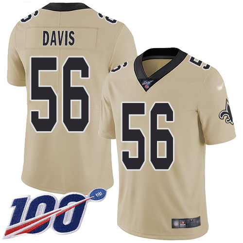 New Orleans Saints #56 DeMario Davis Gold Men's Stitched Limited Inverted Legend 100th Season Jersey Men's