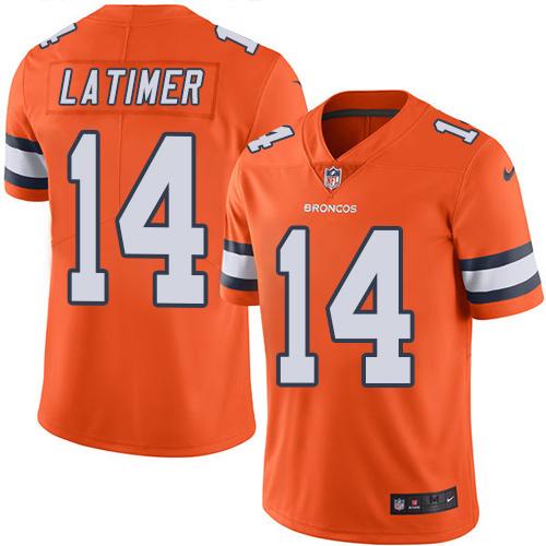 Denver Broncos #14 Cody Latimer Orange Men's Stitched Limited Rush Jersey Men's