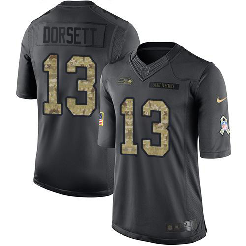 Seattle Seahawks #13 Phillip Dorsett Black Youth Stitched Limited 2016 Salute to Service Jersey Youth