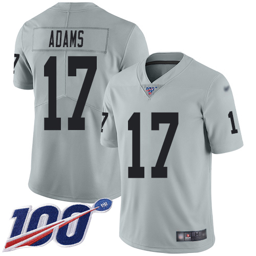 Raiders #17 Davante Adams Silver Men's Stitched Limited Inverted Legend 100th Season Jersey