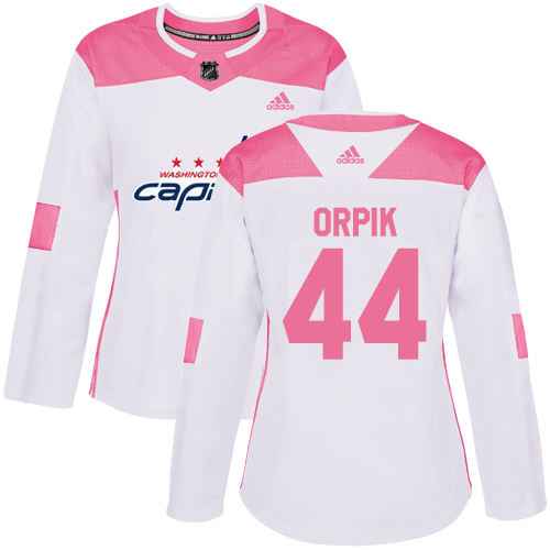 Adidas Washington Capitals #44 Brooks Orpik White/Pink Authentic Fashion Women's Stitched Jersey Womens
