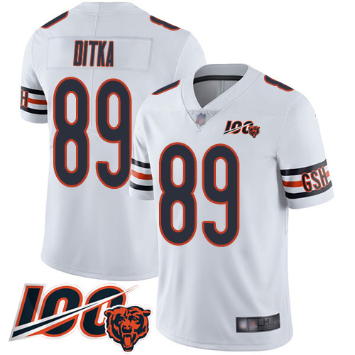 Bears #89 Mike Ditka White Men's Stitched 100th Season Vapor Limited Jersey