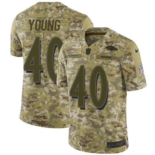 Baltimore Ravens #40 Kenny Young Camo Men's Stitched Limited 2018 Salute To Service Jersey Men's