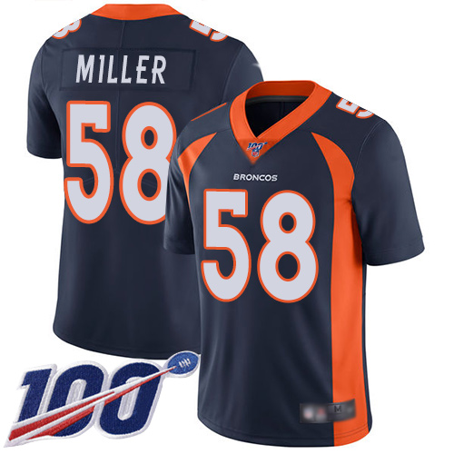 Denver Broncos #58 Von Miller Blue Alternate Youth Stitched 100th Season Vapor Limited Jersey Youth