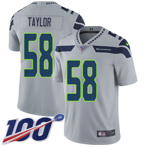 Seattle Seahawks #58 Darrell Taylor Grey Alternate Men's Stitched 100th Season Vapor Untouchable Limited Jersey Men's