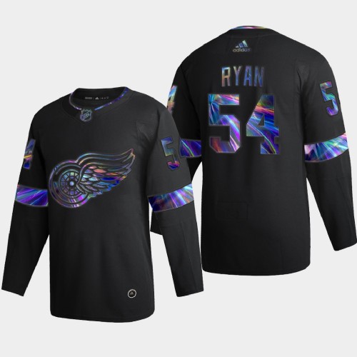 Detroit Detroit Red Wings #54 Bobby Ryan Men's Iridescent Holographic Collection Jersey - Black Men's