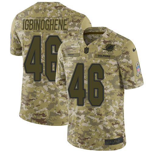 Miami Dolphins #46 Noah Igbinoghene Camo Men's Stitched Limited 2018 Salute To Service Jersey Men's