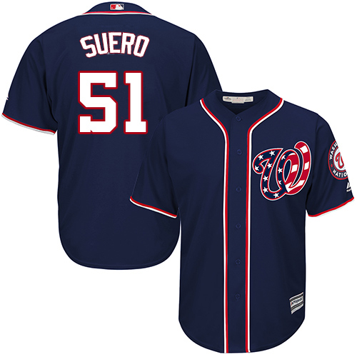 Washington Nationals #51 Wander Suero Navy Blue New Cool Base Stitched Jersey Men's