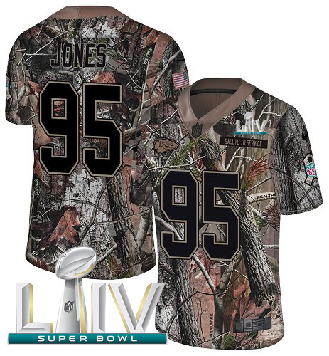 Chiefs #95 Chris Jones Camo Super Bowl LIV 2020 Youth Stitched Limited Rush Realtree Jersey
