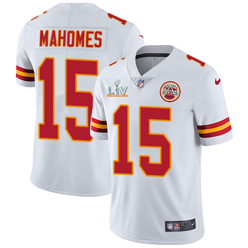 Chiefs #15 Patrick Mahomes White Youth Super Bowl LV Bound Stitched Vapor Untouchable Limited Jersey