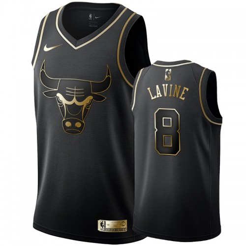 Chicago Bulls #8 Zach LaVine Mens Black Golden Edition Swingman Jersey Mens
