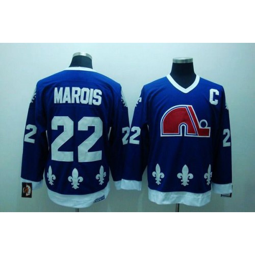Quebec Nordiques #22 Mario Marois Stitched CCM Throwback Blue Jersey Men's
