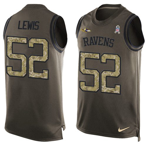 Ravens #52 Ray Lewis Green Men's Stitched Limited Salute To Service Tank Top Jersey