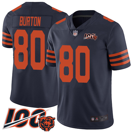 Chicago Bears #80 Trey Burton Navy Blue Alternate Men's Stitched 100th Season Vapor Limited Jersey Men's