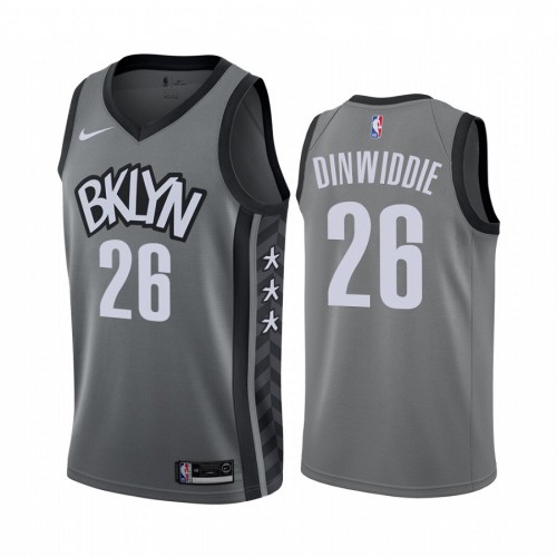 Brooklyn Nets #26 Spencer Dinwiddie Gray Swingman Statement Edition Jersey Mens