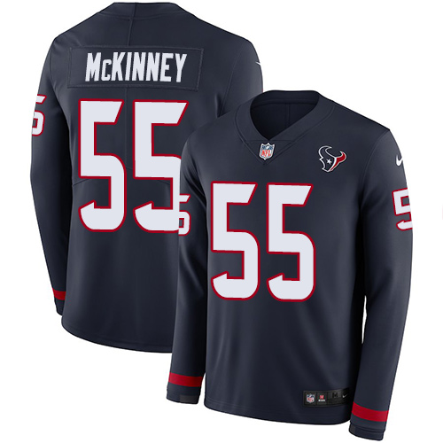 Houston Texans #55 Benardrick McKinney Navy Blue Team Color Men's Stitched Limited Therma Long Sleeve Jersey Men's