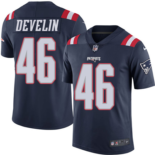 New England Patriots #46 James Develin Navy Blue Men's Stitched Limited Rush Jersey Men's