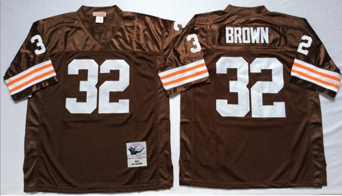 Mitchell And Ness 1963 Browns #32 Jim Brown Brown Throwback Stitched Jersey
