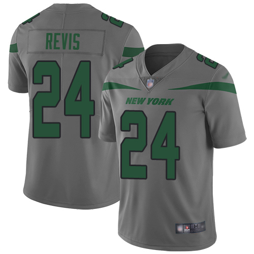 Jets #24 Darrelle Revis Gray Men's Stitched Limited Inverted Legend Jersey