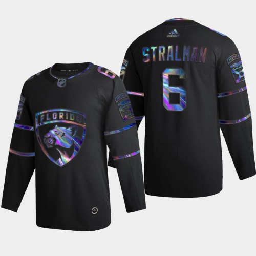 Florida Florida Panthers #6 Anton Stralman Men's Iridescent Holographic Collection Jersey - Black Men's