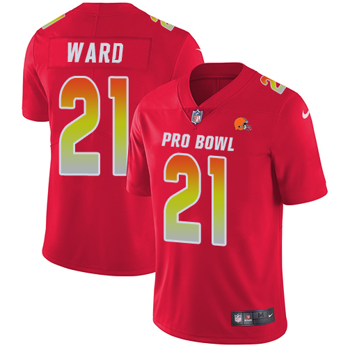 Browns #21 Denzel Ward Red Men's Stitched Limited AFC 2019 Pro Bowl Jersey