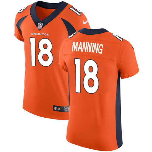 Broncos #18 Peyton Manning Orange Team Color Men's Stitched Vapor Untouchable Elite Jersey