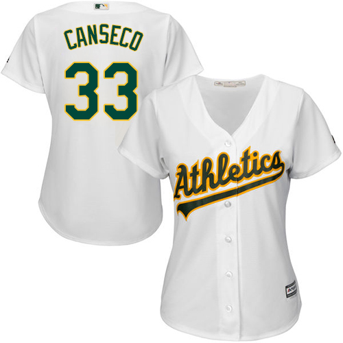 Oakland Athletics #33 Jose Canseco White Home Women's Stitched Jersey Womens