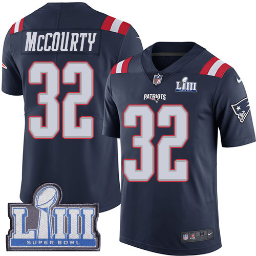 Patriots #32 Devin McCourty Navy Blue Super Bowl LIII Bound Youth Stitched Limited Rush Jersey