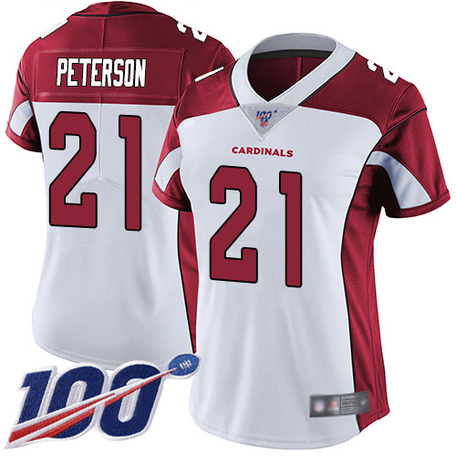 Cardinals #21 Patrick Peterson White Women's Stitched 100th Season Vapor Limited Jersey
