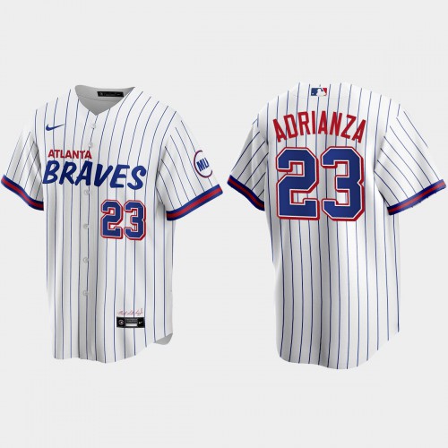 Atlanta Atlanta Braves #23 Ehire Adrianza White Men's 2021 City Connect Replica Jersey Men's