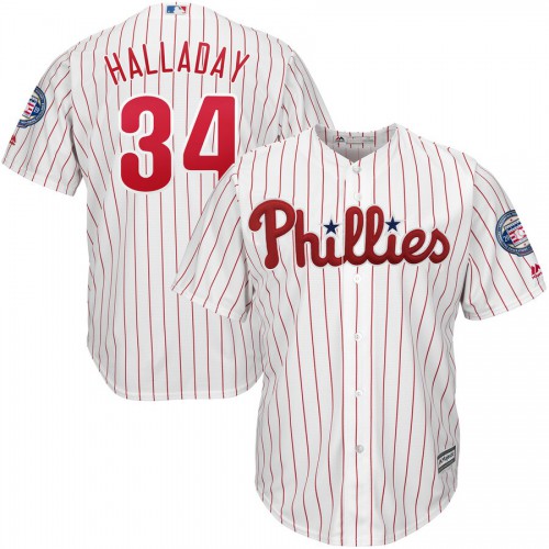 Philadelphia Philadelphia Phillies #34 Roy Halladay Majestic 2019 Hall of Fame Official Cool Base Player Jersey White Red Men's