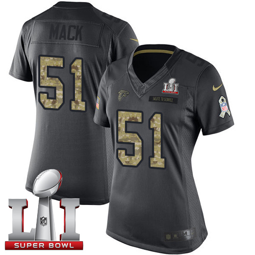 Atlanta Falcons #51 Alex Mack Black Super Bowl LI 51 Women's Stitched Limited 2016 Salute to Service Jersey Womens