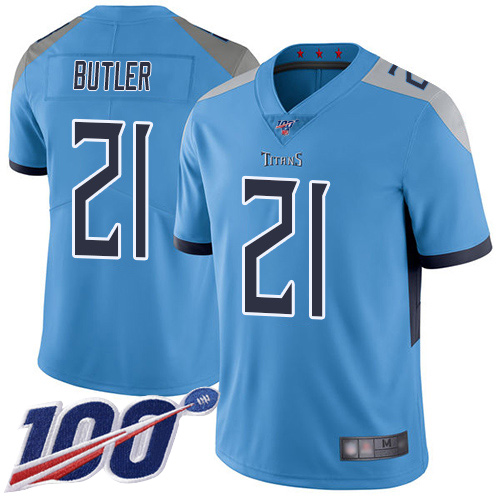 Tennessee Titans #21 Malcolm Butler Light Blue Alternate Men's Stitched 100th Season Vapor Limited Jersey Men's