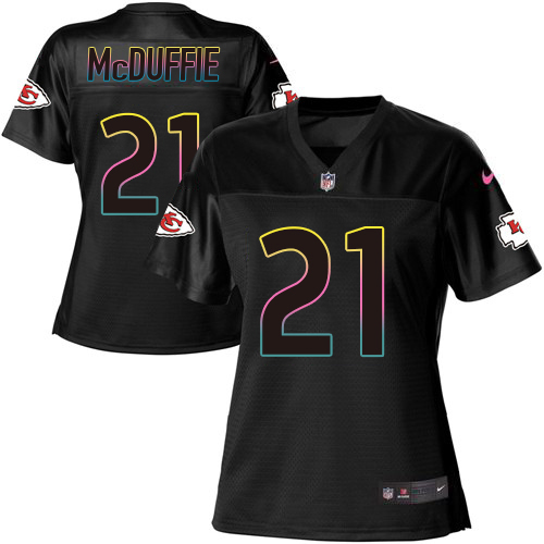 Chiefs #21 Trent McDuffie Black Women's Fashion Game Jersey