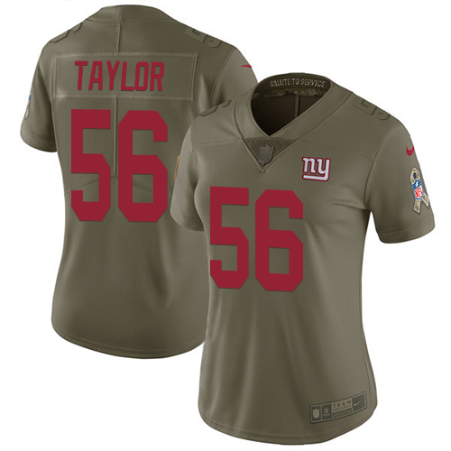 Giants #56 Lawrence Taylor Olive Women's Stitched Limited 2017 Salute To Service Jersey