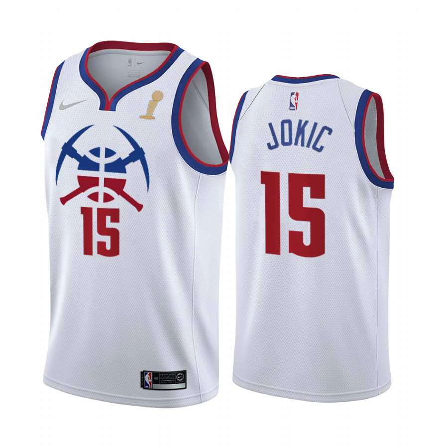 Denver Nuggets #15 Nikola Jokic White Swingman 2023 Finals Champions Earned Edition Jersey
