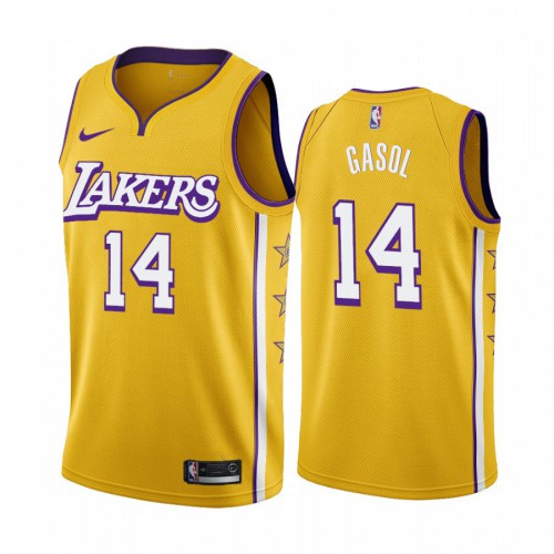 Los Angeles Lakers #14 Marc Gasol Mens Unveil 2019-20 City Edition Swingman Youth Jersey Yellow Youth