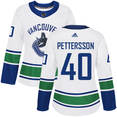 Adidas Vancouver Canucks #40 Elias Pettersson White Road Authentic Women's Stitched Jersey Womens