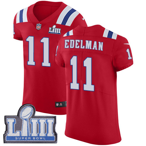 Patriots #11 Julian Edelman Red Alternate Super Bowl LIII Bound Men's Stitched Vapor Untouchable Elite Jersey