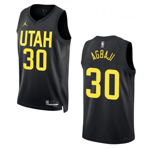 Utah Utah Jazz #30 Ochai Agbaji Mens Black 2022-23 Statement Edition Jersey Mens