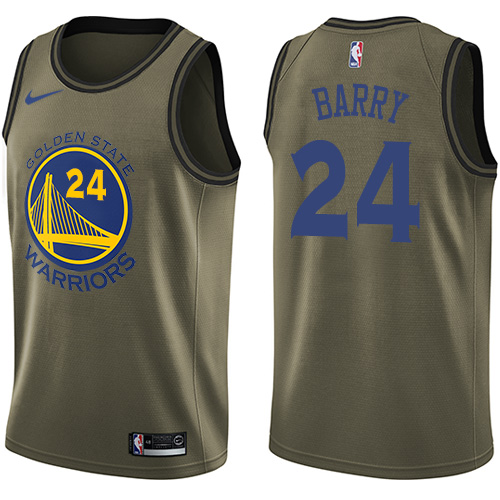Golden State Warriors #24 Rick Barry Green Salute to Service Youth Swingman Jersey Youth