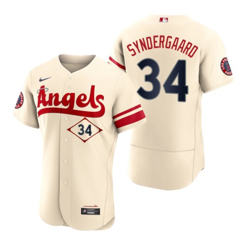 Los Angeles Los Angeles Angels #34 Noah Syndergaard Cream Men's Authentic 2022 City Connect Jersey Men's