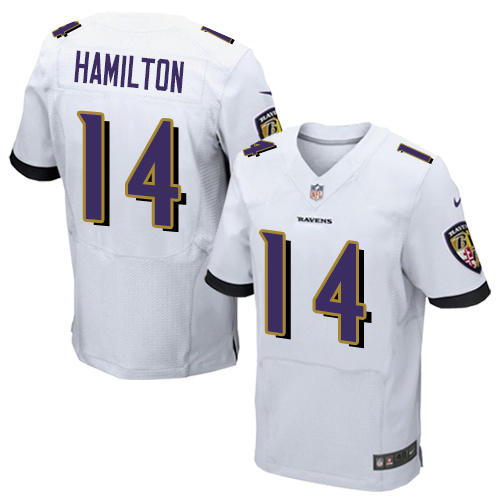 Ravens #14 Kyle Hamilton White Men's Stitched New Elite Jersey