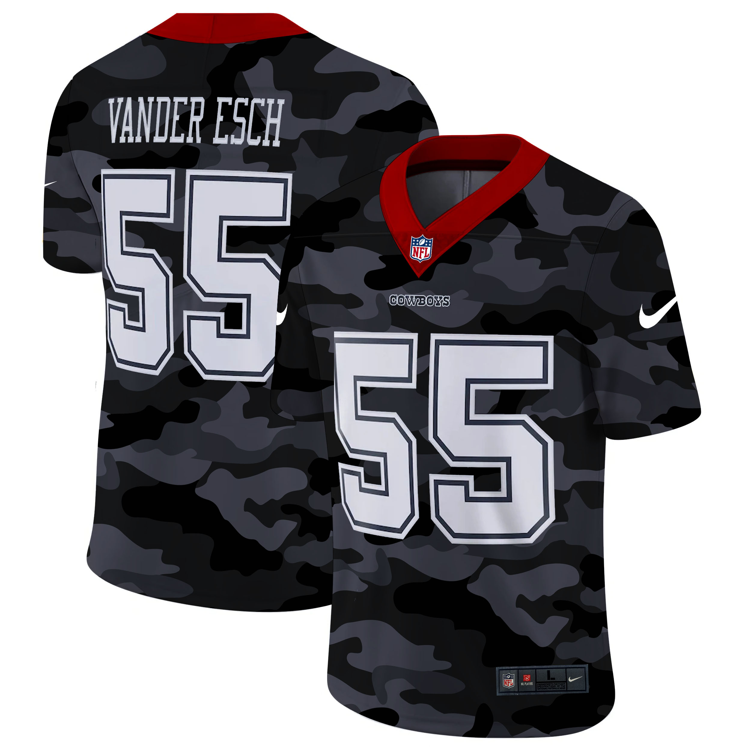 Dallas Cowboys #55 Leighton Vander Esch Men's 2020 Black CAMO Vapor Untouchable Limited Stitched Jersey