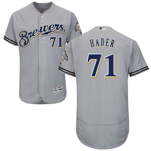 Milwaukee Brewers #71 Josh Hader Grey Flexbase Authentic Collection Stitched Jersey Men's