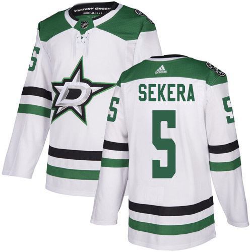 Adidas Dallas Stars #5 Andrej Sekera White Road Authentic Stitched Jersey Men's