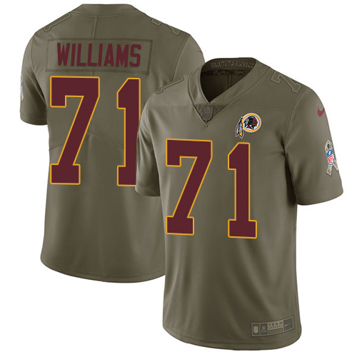 Washington Commanders #71 Trent Williams Olive Men's Stitched Limited 2017 Salute to Service Jersey Men's