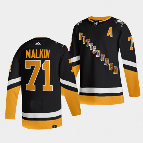Adidas Pittsburgh Penguins #71 Evgeni Malkin Men's 2021-22 Alternate Authentic Jersey - Black Men's