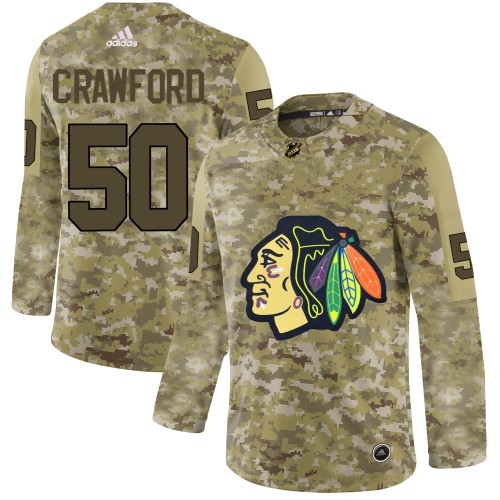 Adidas Chicago Blackhawks #50 Corey Crawford Camo Authentic Stitched Jersey Men's