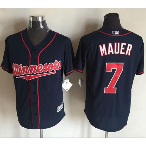 Minnesota Twins #7 Joe Mauer Navy Blue New Cool Base Stitched Jersey Men's